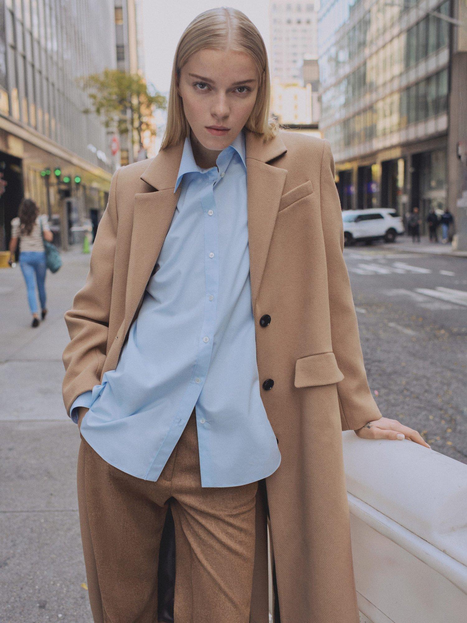 Product image 1 of 8, which shows Mango Lipstick Wool Rich Coat, Medium Brown, XS