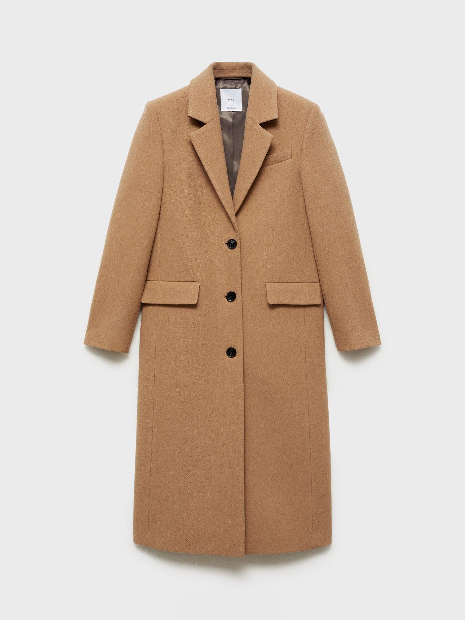 Product image 3 of 8, which shows Mango Lipstick Wool Rich Coat, Medium Brown, XS
