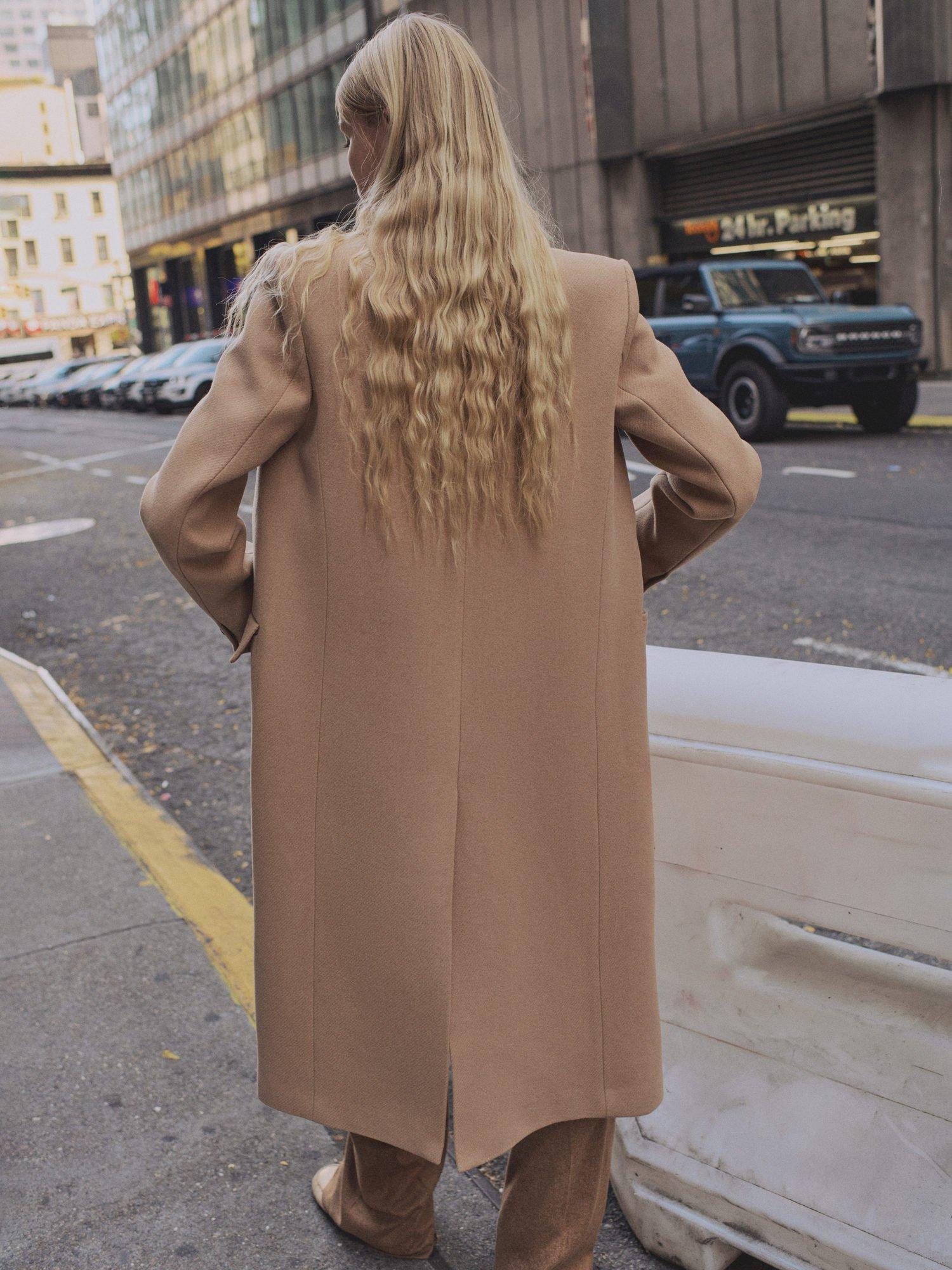 Product image 4 of 8, which shows Mango Lipstick Wool Rich Coat, Medium Brown, XS