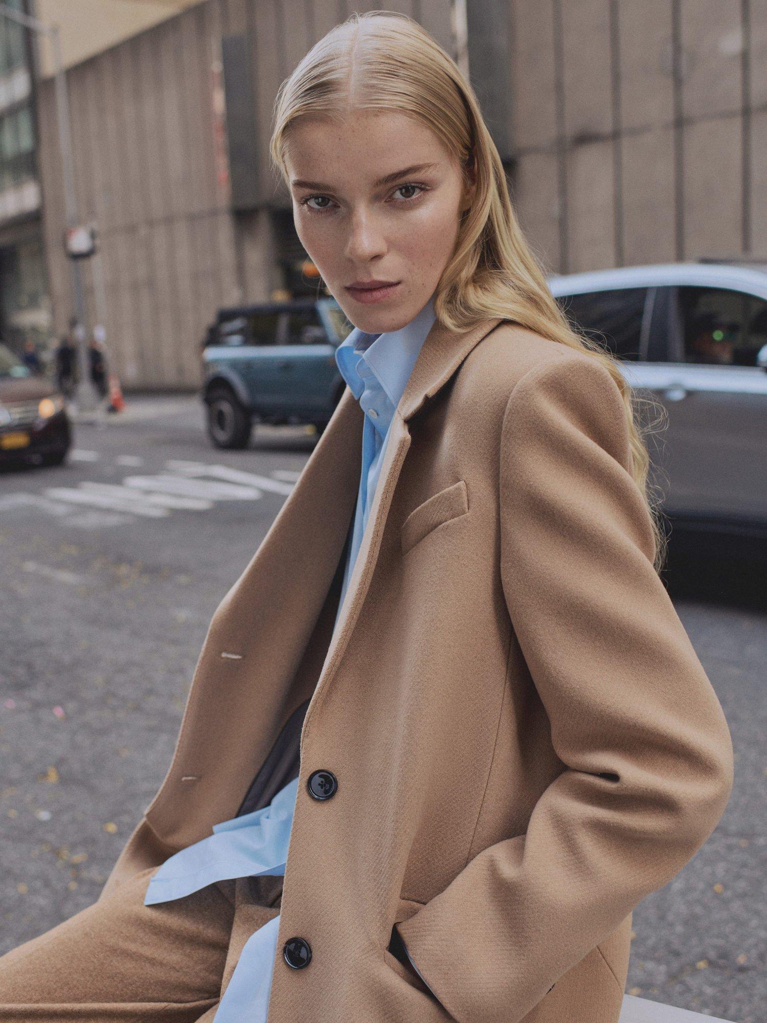 Product image 6 of 8, which shows Mango Lipstick Wool Rich Coat, Medium Brown, XS