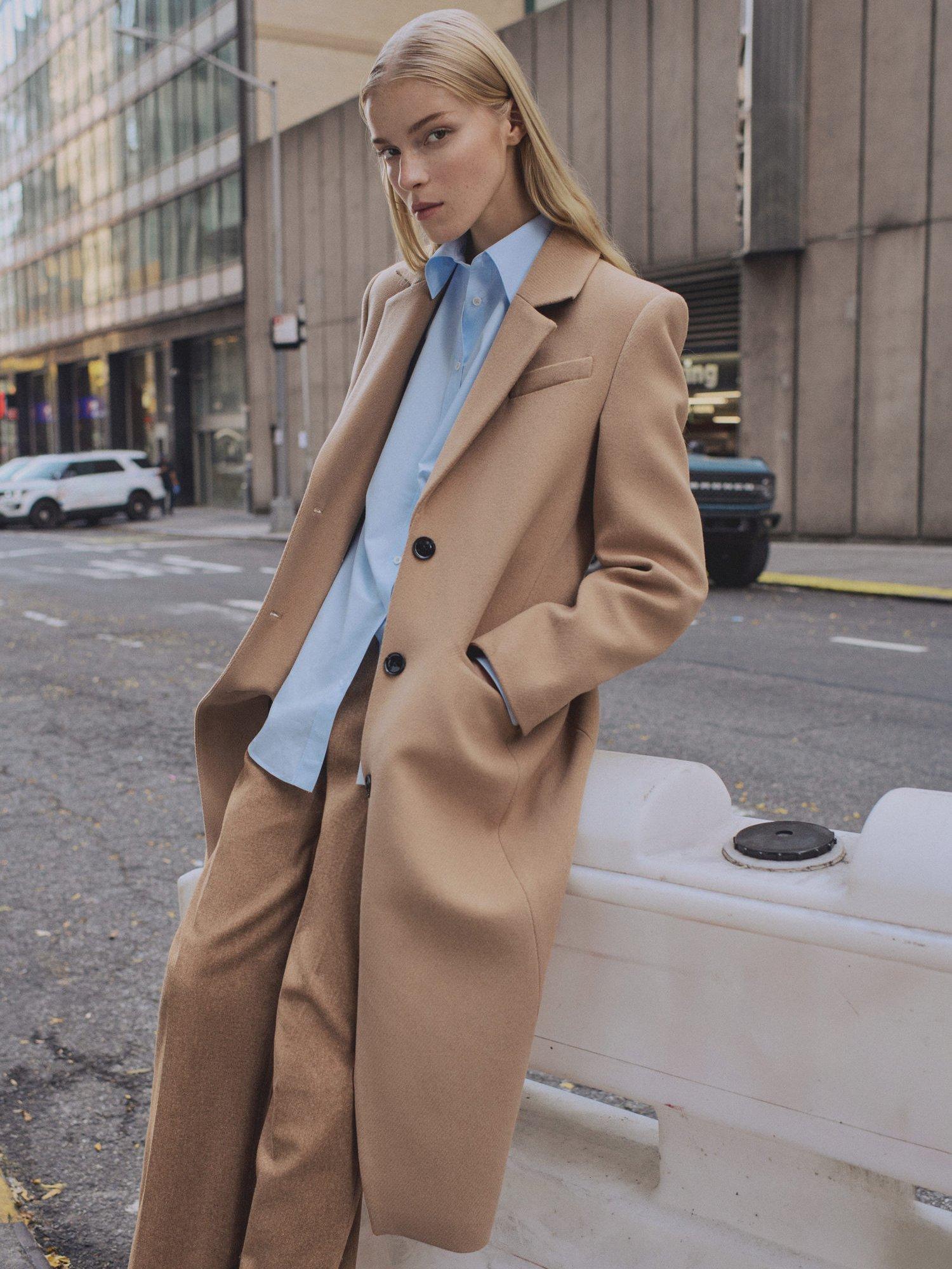 Product image 7 of 8, which shows Mango Lipstick Wool Rich Coat, Medium Brown, XS