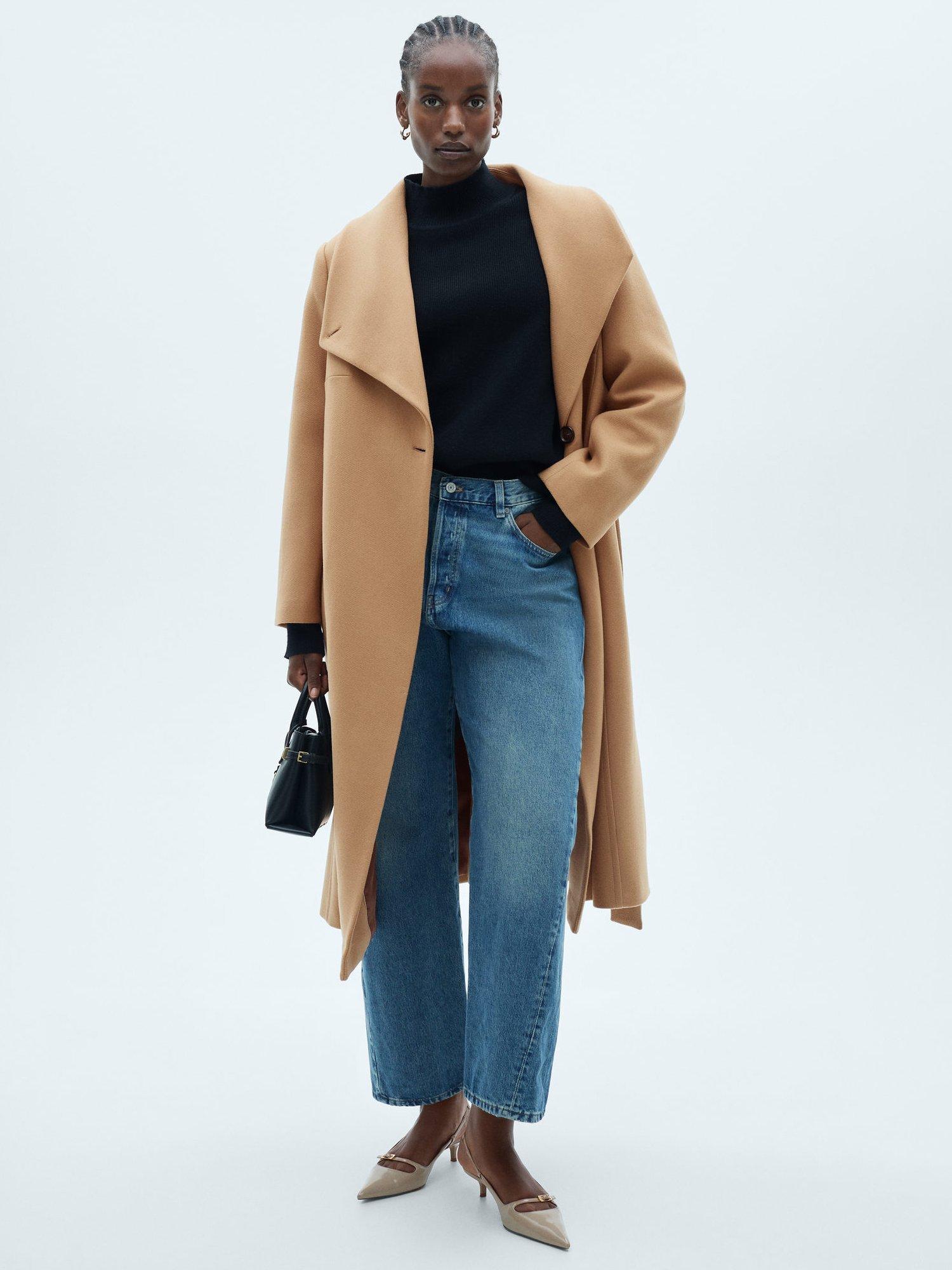 Product image 1 of 9, which shows Mango Sirenita Wool Rich Coat, Medium Brown, L