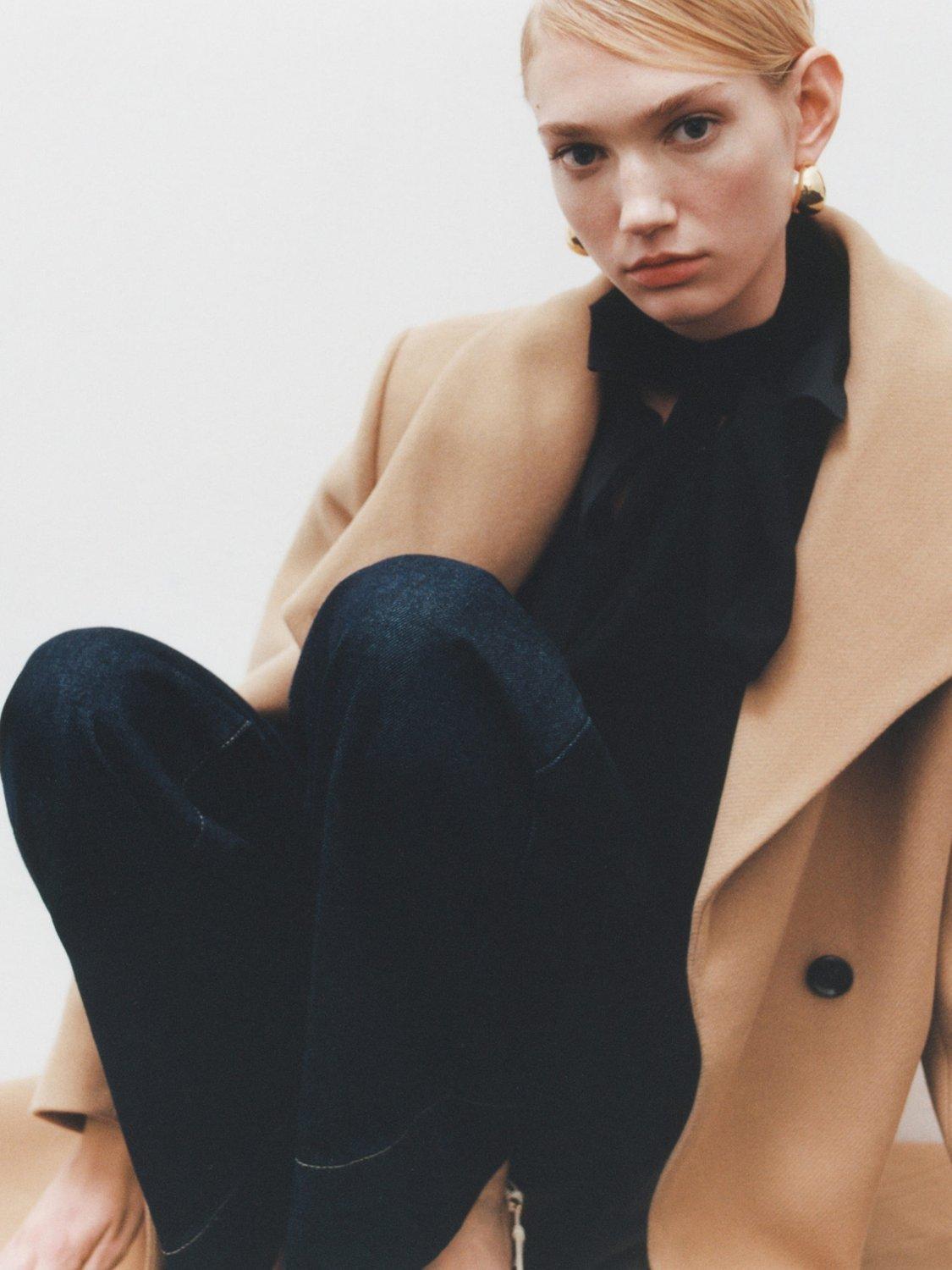 Product image 2 of 9, which shows Mango Sirenita Wool Rich Coat, Medium Brown, L