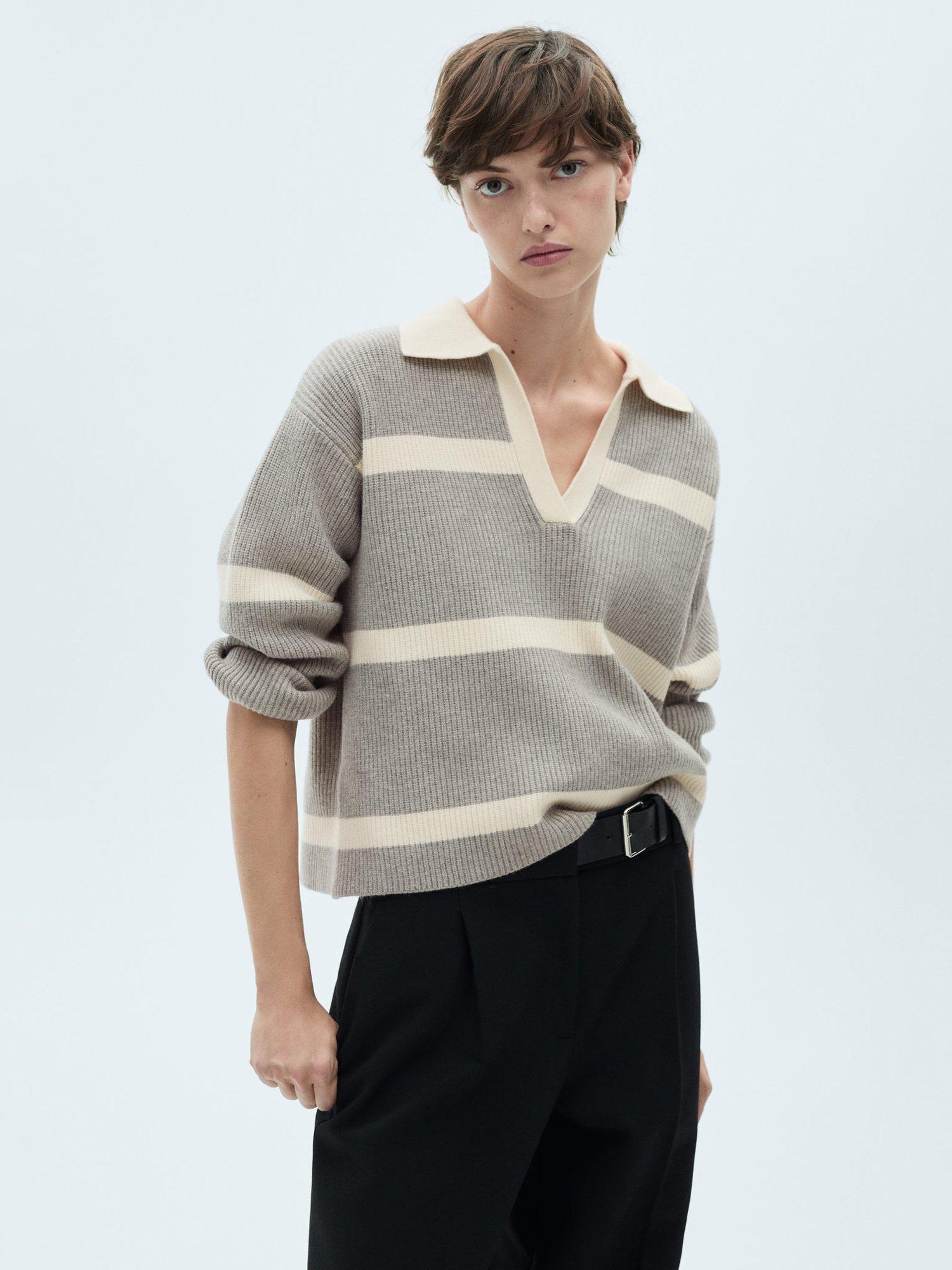 Mango Cuco Open Neck Sweater, Grey