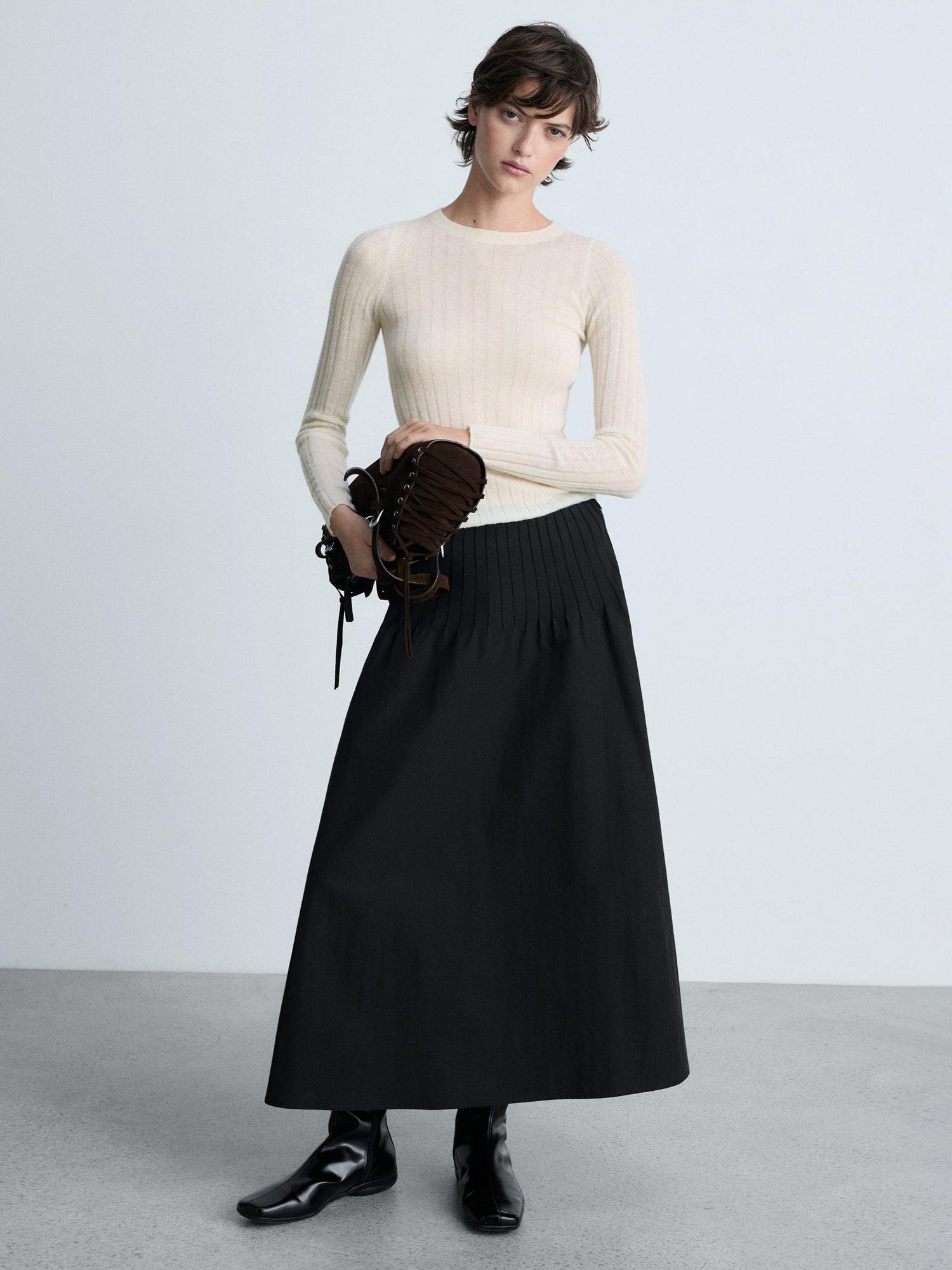 Product image 2 of 6, which shows Mango Gardenia Rib Knit Jumper, Natural White, L