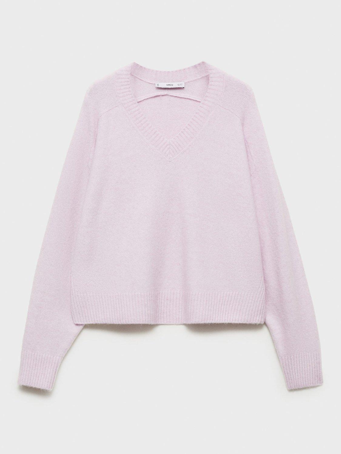 Product image 3 of 8, which shows Mango Higo V-Neck Jumper, Pastel Purple, XS