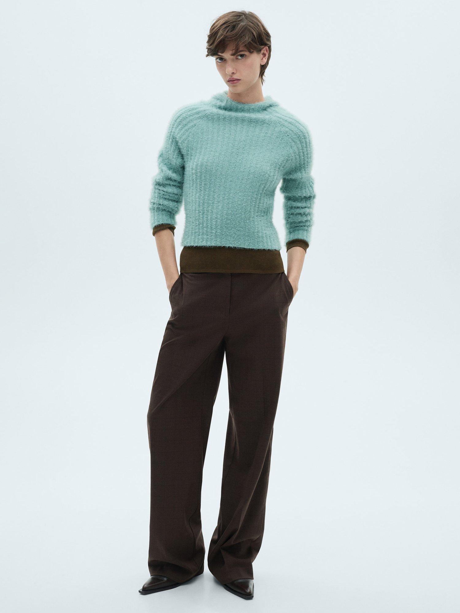 Product image 2 of 7, which shows Mango Soft Knit Hooded Jumper, Turquoise, L