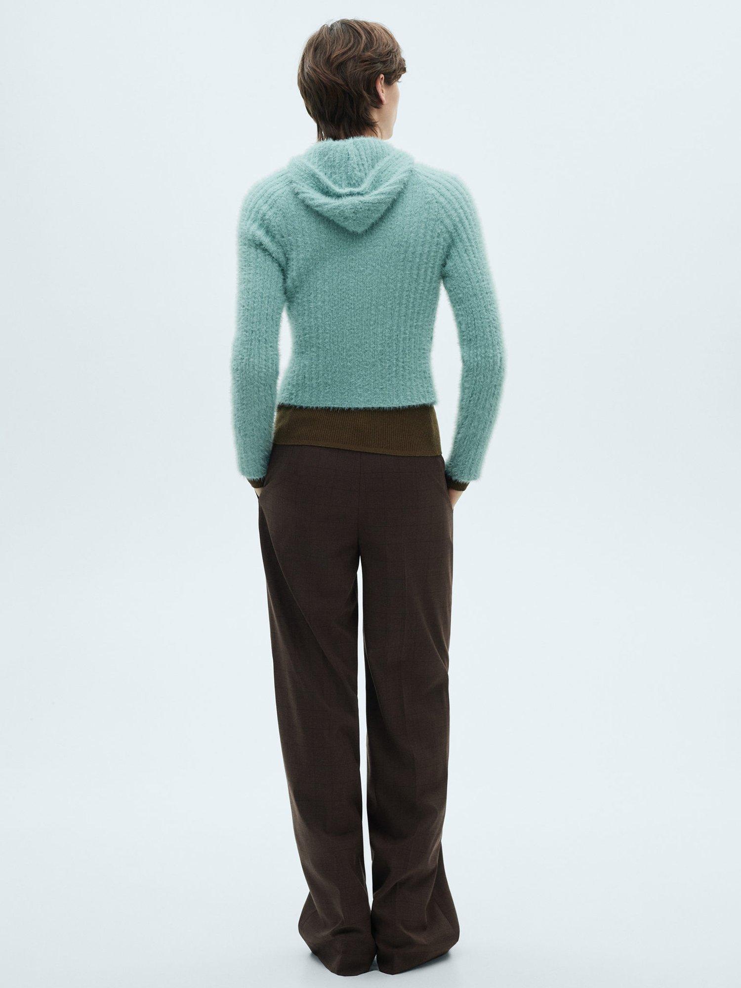 Product image 4 of 7, which shows Mango Soft Knit Hooded Jumper, Turquoise, L