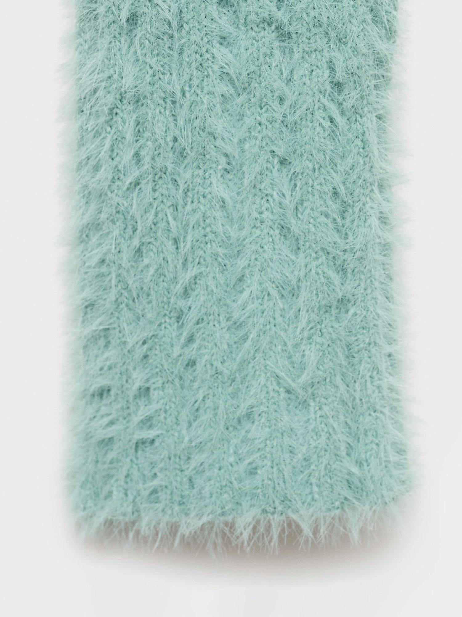 Product image 5 of 7, which shows Mango Soft Knit Hooded Jumper, Turquoise, L