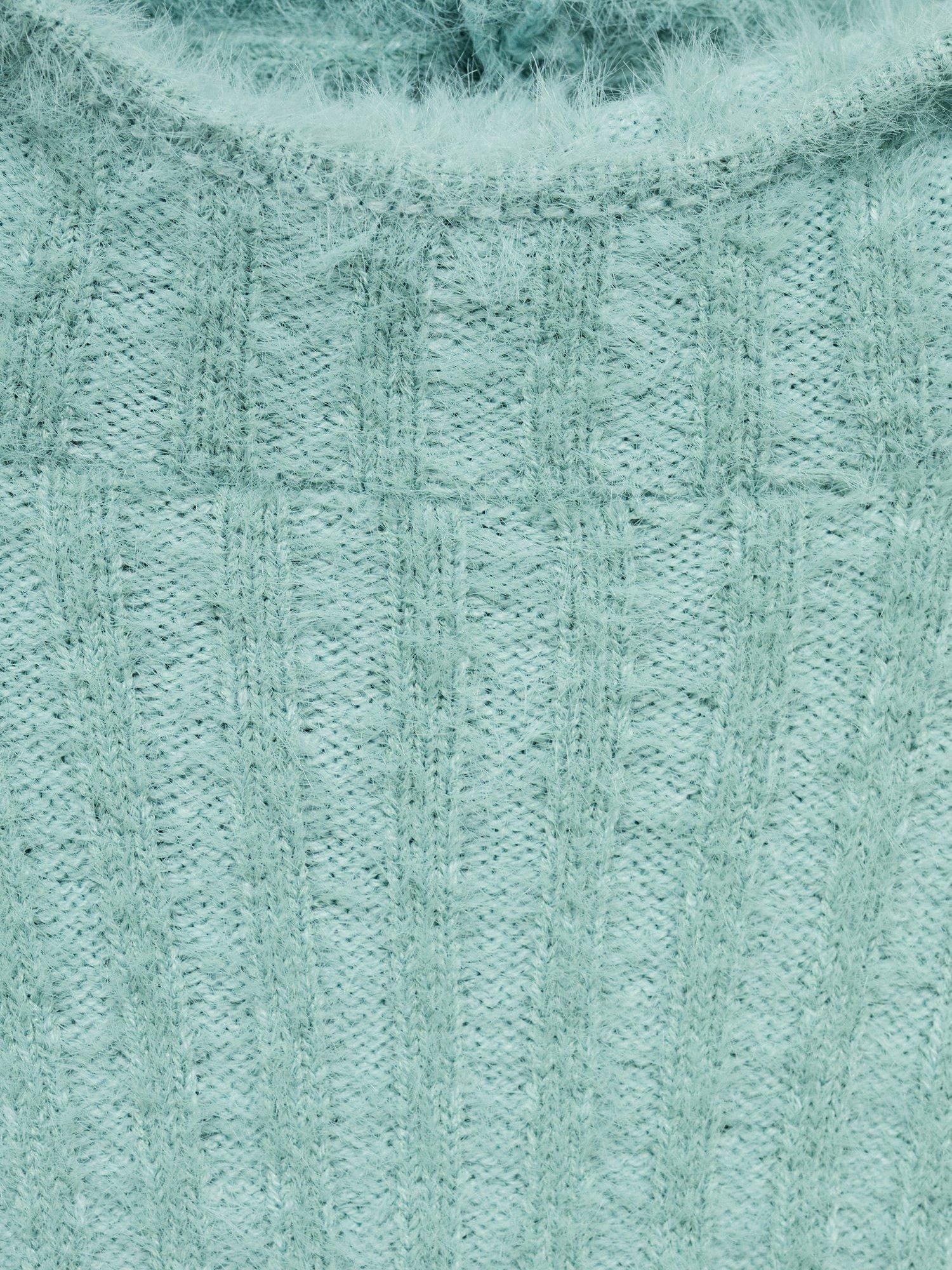 Product image 7 of 7, which shows Mango Soft Knit Hooded Jumper, Turquoise, L