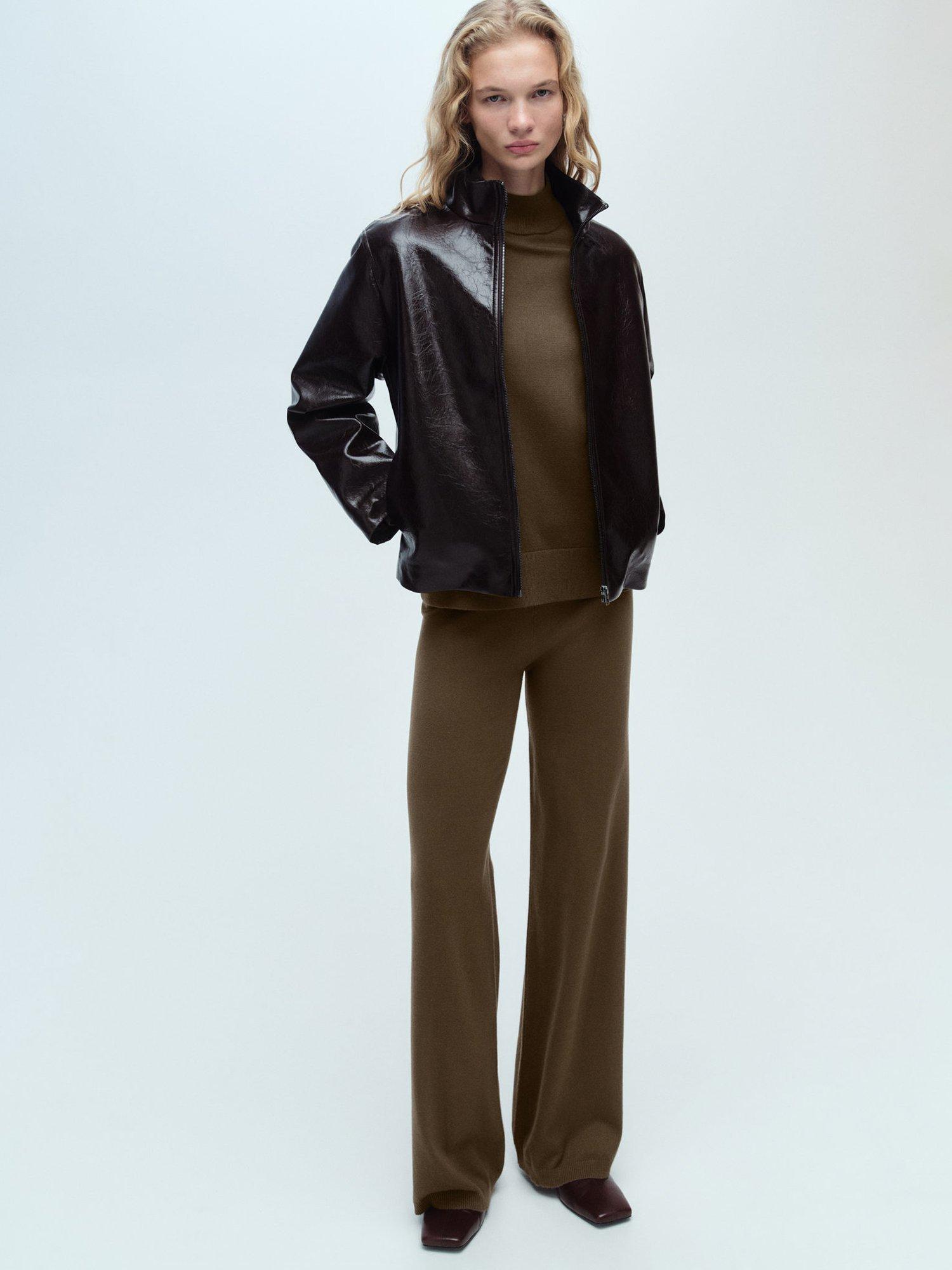 Product image 2 of 7, which shows Mango Vieira High Neck Jumper, Khaki, M