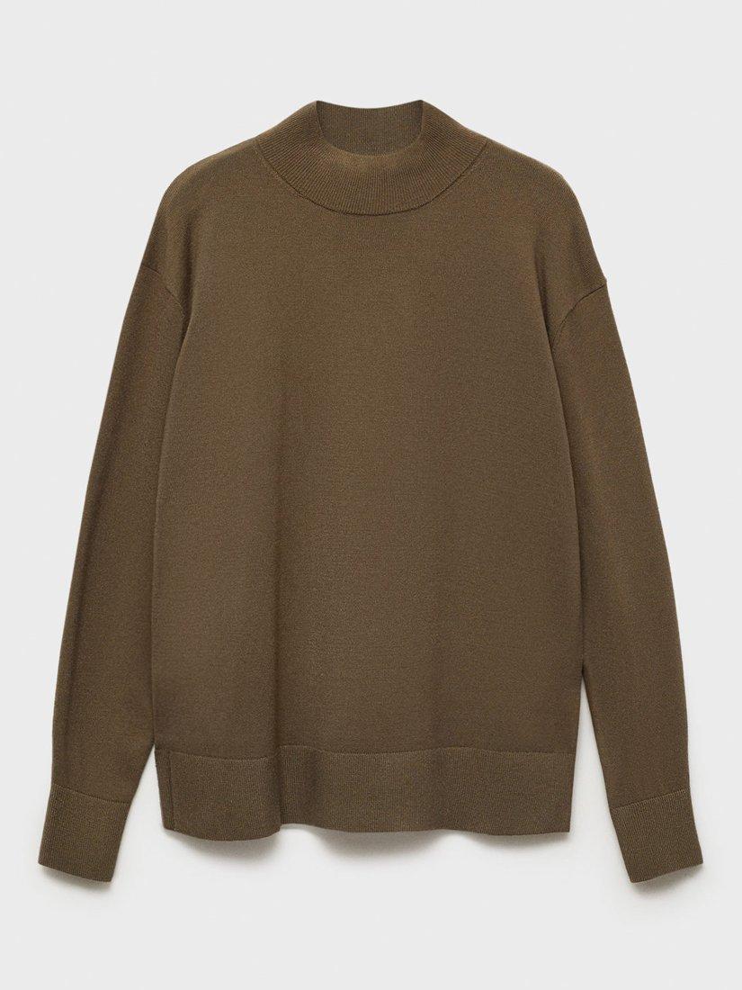 Product image 3 of 7, which shows Mango Vieira High Neck Jumper, Khaki, M
