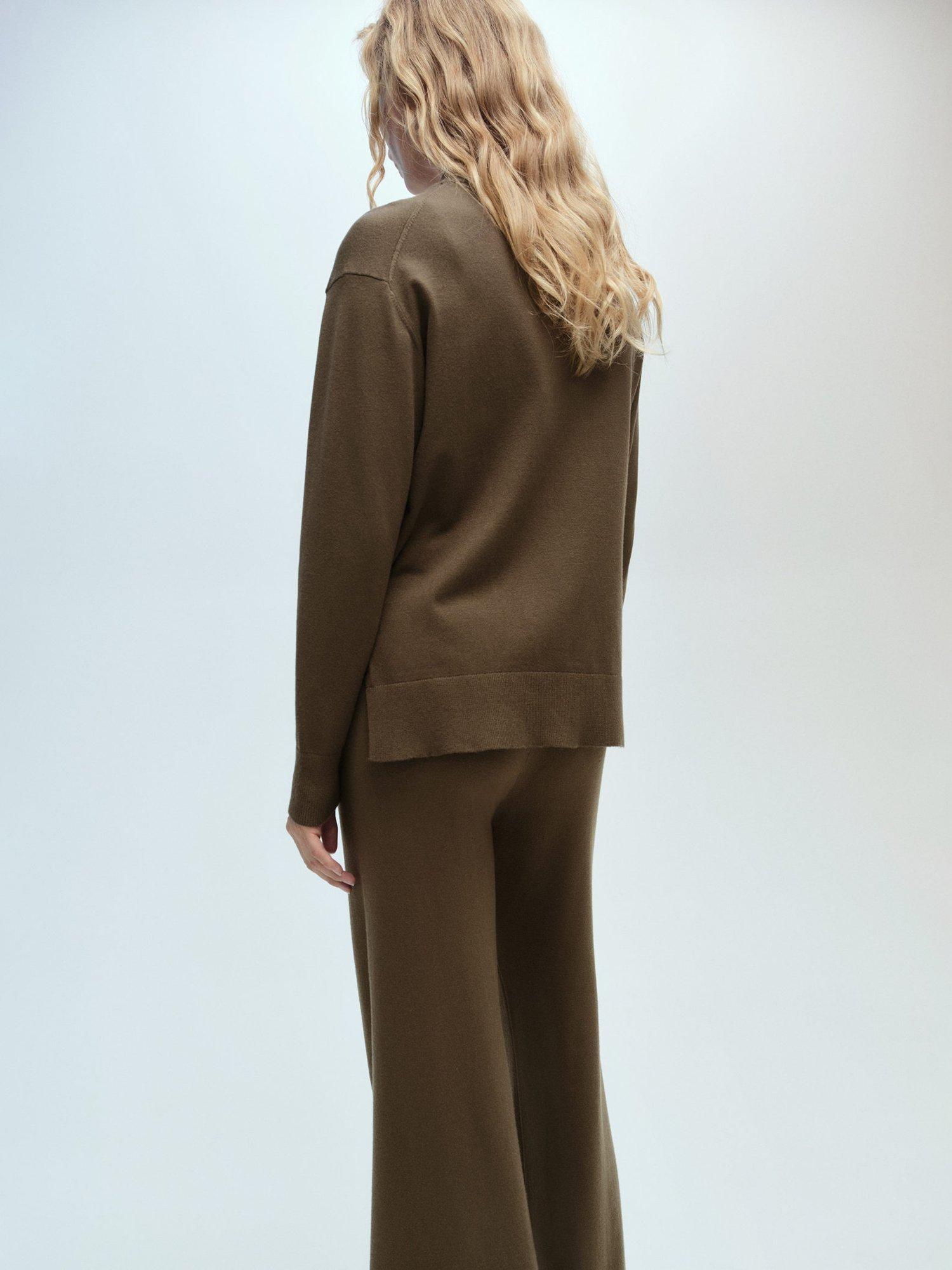 Product image 4 of 7, which shows Mango Vieira High Neck Jumper, Khaki, M