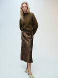 Mango Konpaktu Zip Neck Jumper, Khaki