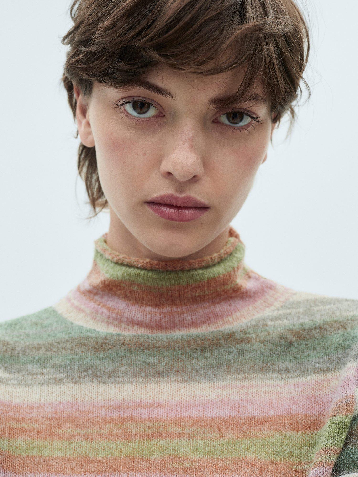 Product image 6 of 7, which shows Mango Nebulosa Stripe Jumper, Pink/Multi, L