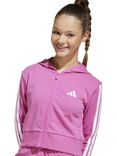 adidas Kids' 3-Stripes Zip-Up Hoodie, Fushia/White