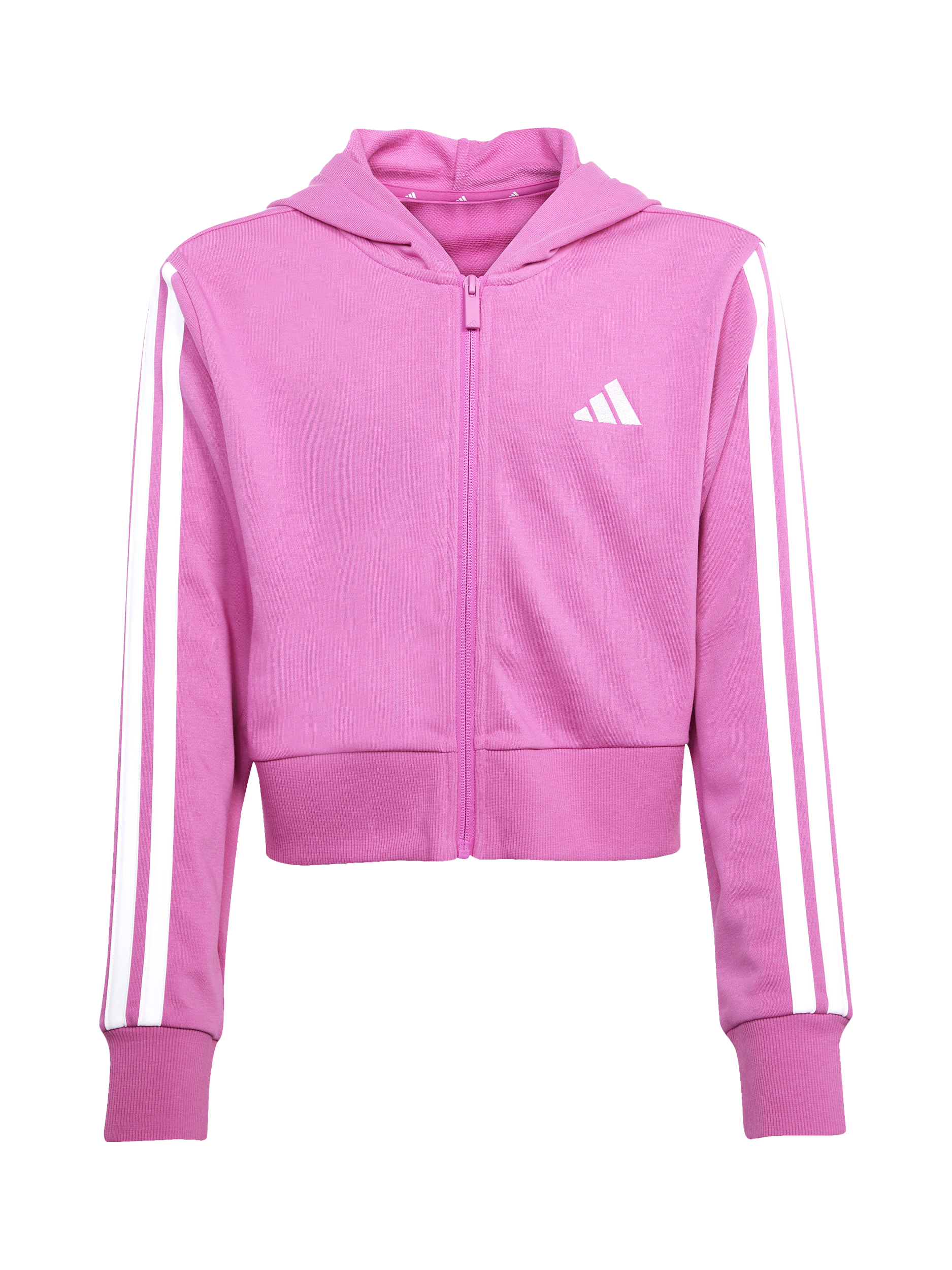 Product image 5 of 5, which shows adidas Kids' 3-Stripes Zip-Up Hoodie, Fushia/White, 7-8 years