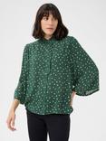KAFFE Vinni Amber Spot Top, Green/White