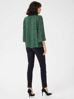 KAFFE Vinni Amber Spot Top, Green/White - view 2, Green/White