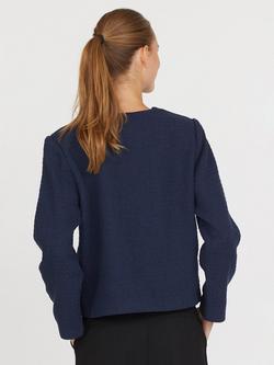 Sisters Point Vesan Collarless Bomber Jacket, Navy - view 2, Navy