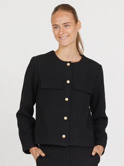 Sisters Point Vesan Collarless Bomber Jacket, Black, Black