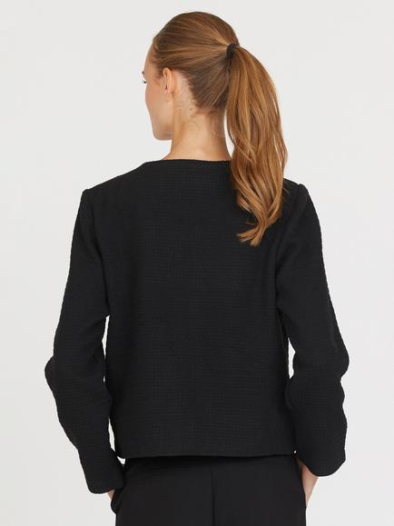 Sisters Point Vesan Collarless Bomber Jacket, Black - view 2, Black