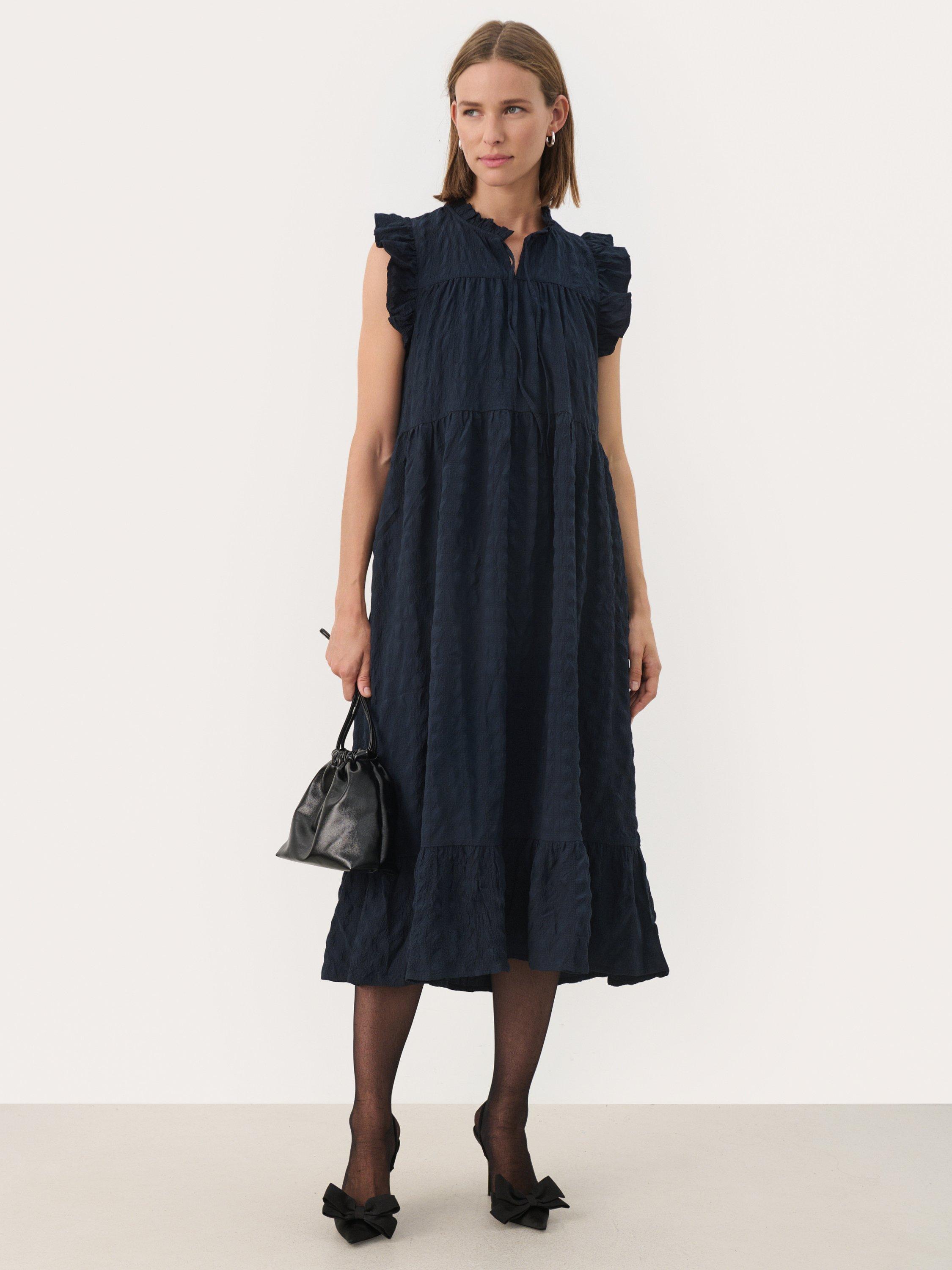 Product image 1 of 6, which shows Part Two Gimalina Ruffle Maxi Dress, Navy, 8