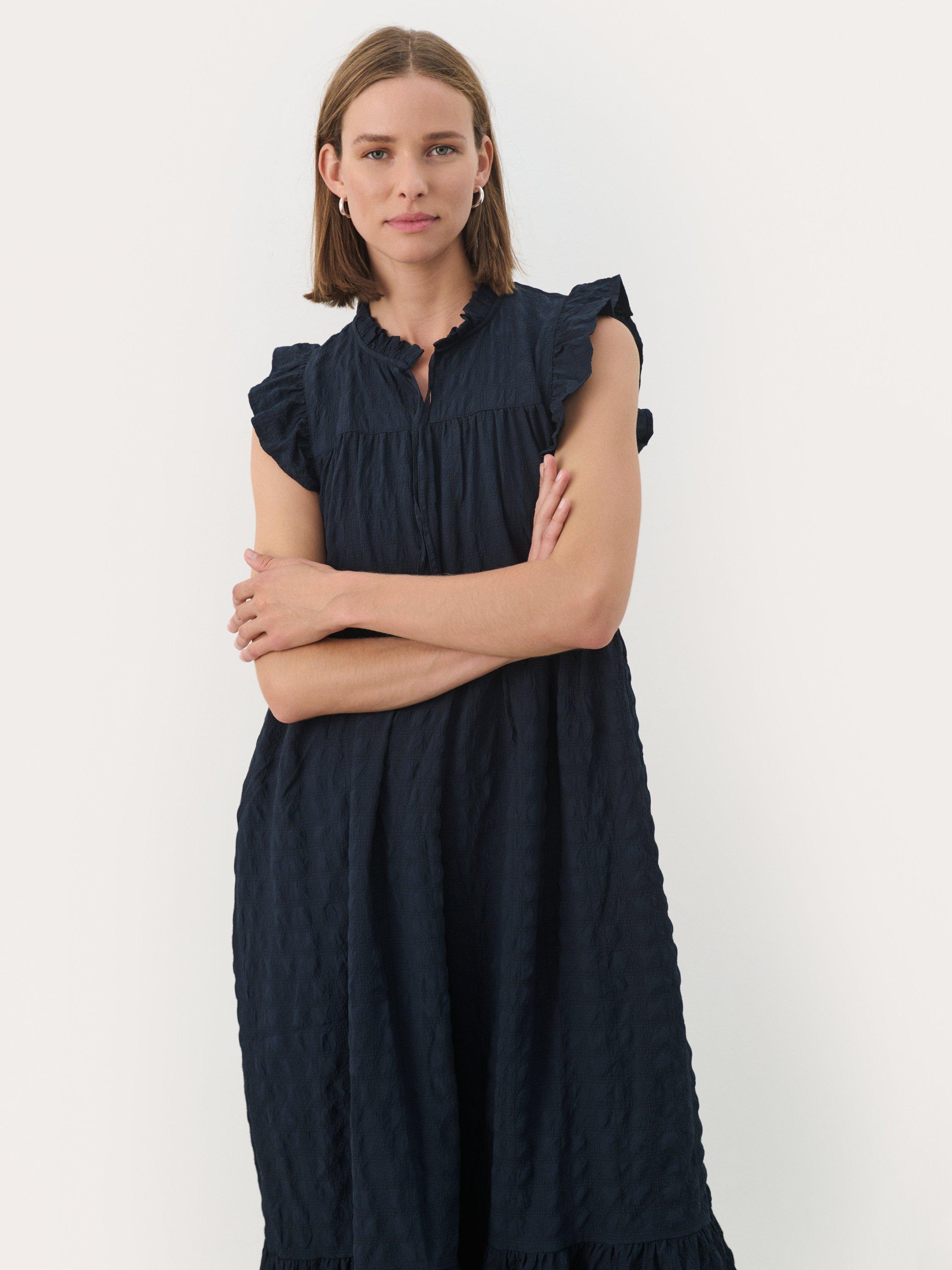 Product image 3 of 6, which shows Part Two Gimalina Ruffle Maxi Dress, Navy, 8
