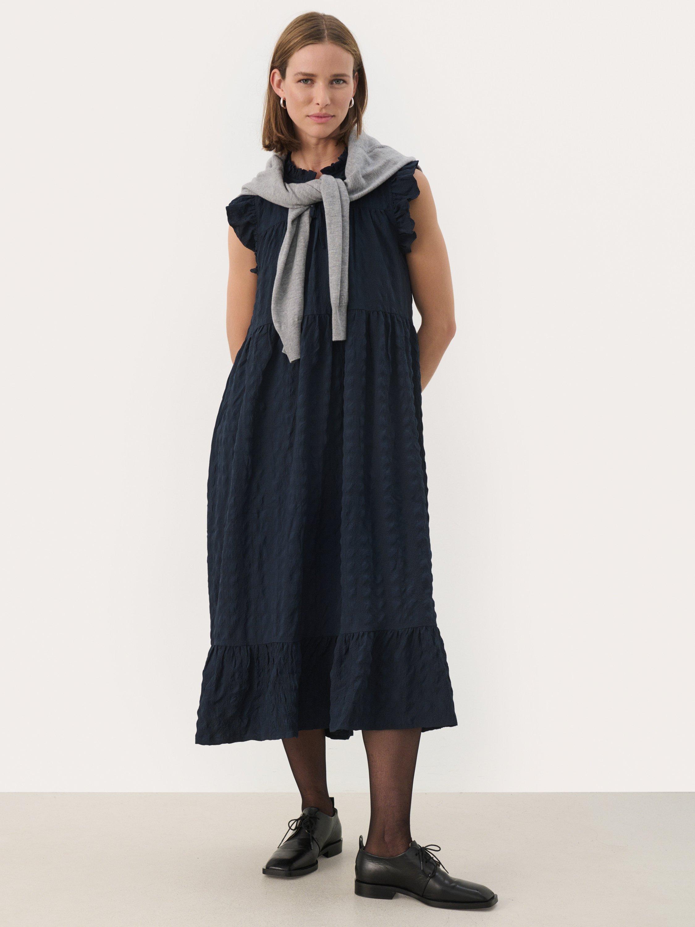 Product image 4 of 6, which shows Part Two Gimalina Ruffle Maxi Dress, Navy, 8