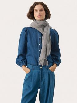 Part Two Madiha Pure Wool Scarf, Medium Grey Melange - view 2, Grey Melange