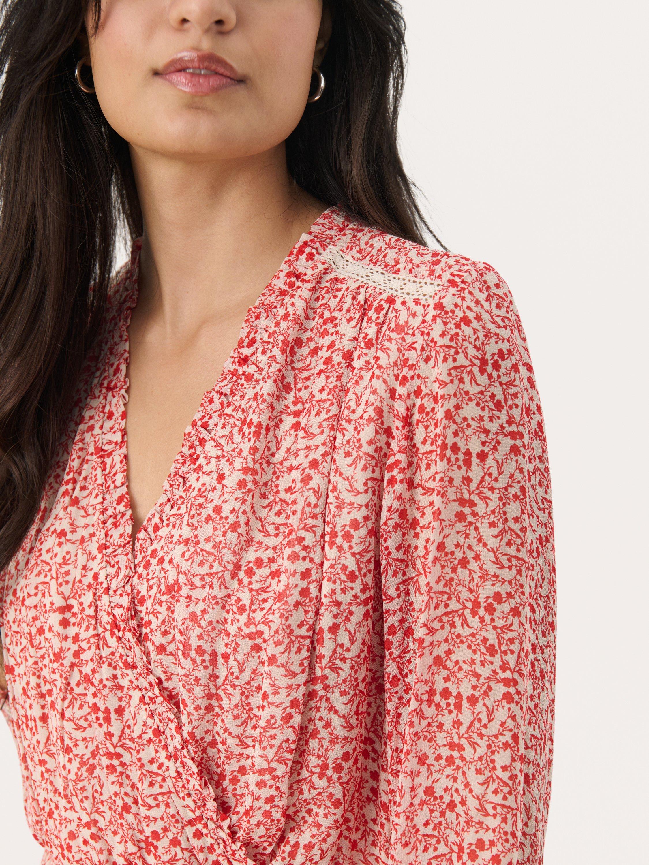 Product image 4 of 6, which shows Part Two Munya Floral Dress, Mars Red/White, 10