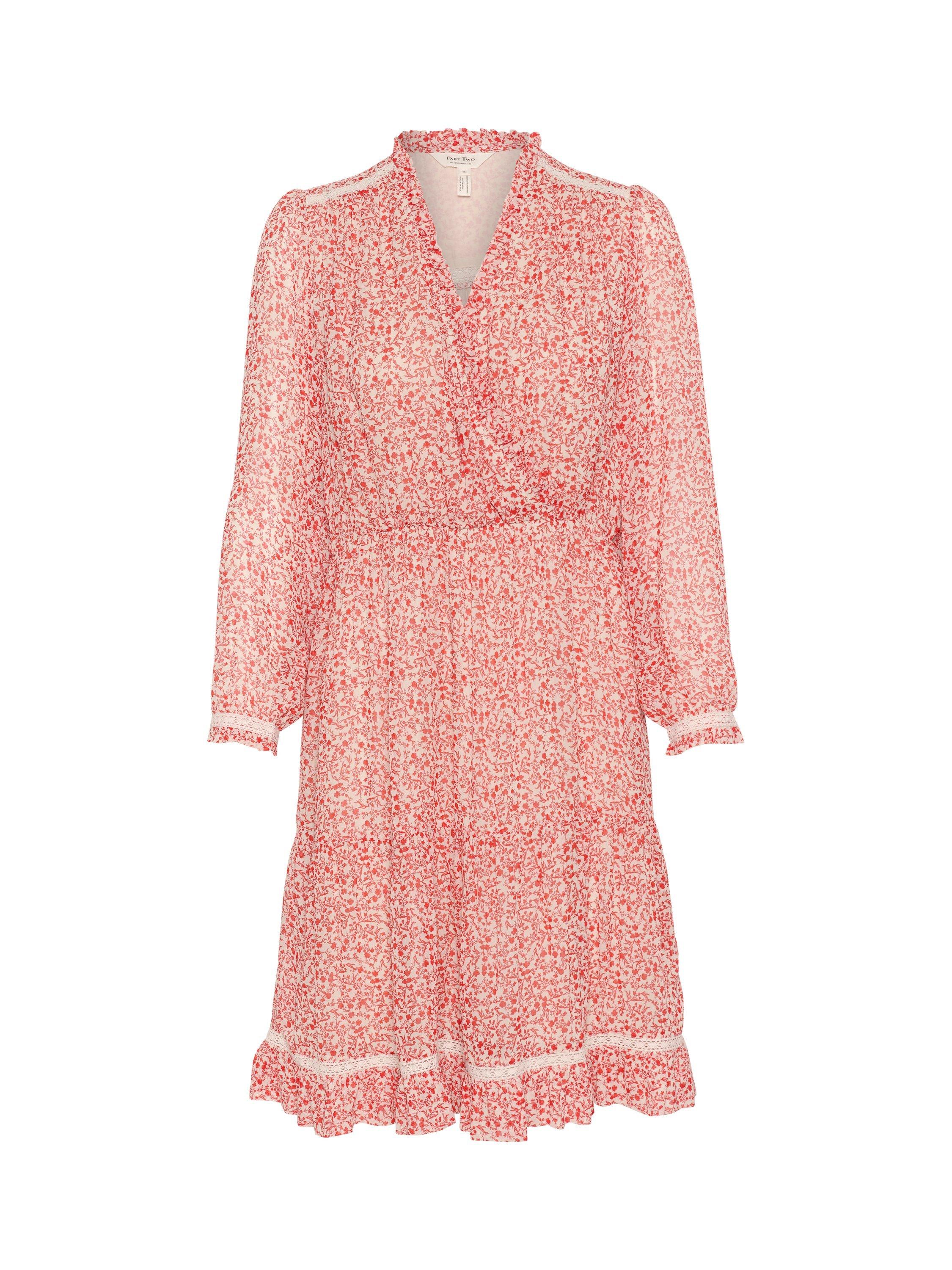 Product image 5 of 6, which shows Part Two Munya Floral Dress, Mars Red/White, 10