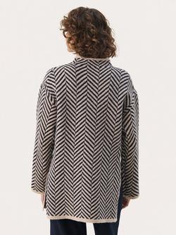 Part Two Leana Chevron Wool Rich Jumper, French Oak/Black - view 2, French Oak/Black