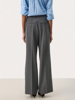 Part Two Cherra Stripe Wide Leg Trousers, Grey Flannel - view 2, Grey Flannel