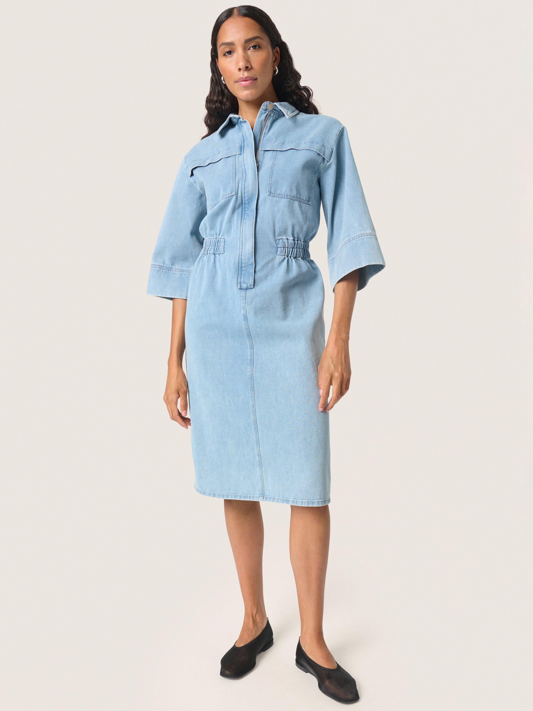 Product image 3 of 6, which shows Soaked In Luxury Annabeth Denim Shirt Dress, Light Blue, XS