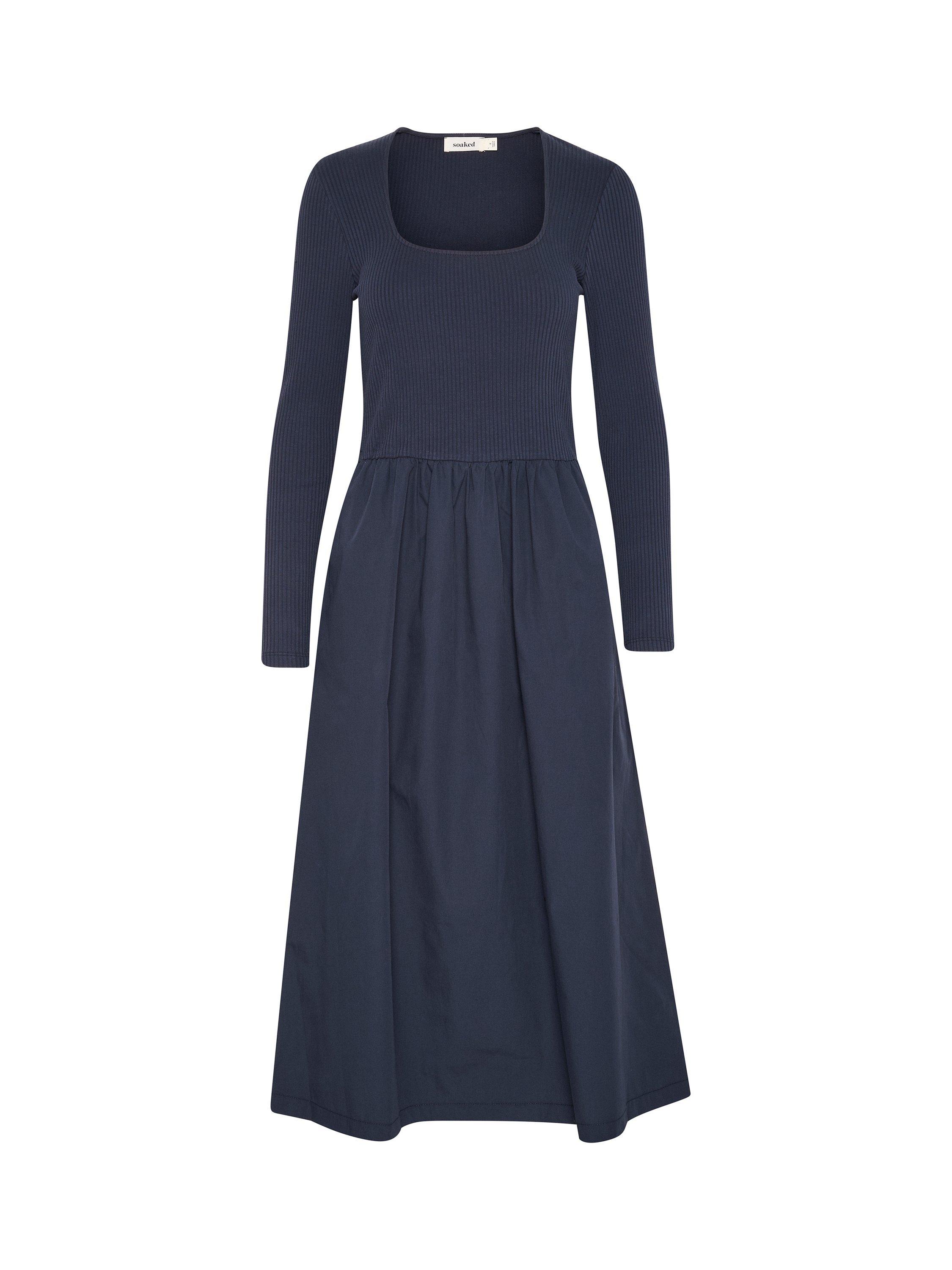 Product image 4 of 5, which shows Soaked In Luxury Simone Square Neck Dress, Navy, M