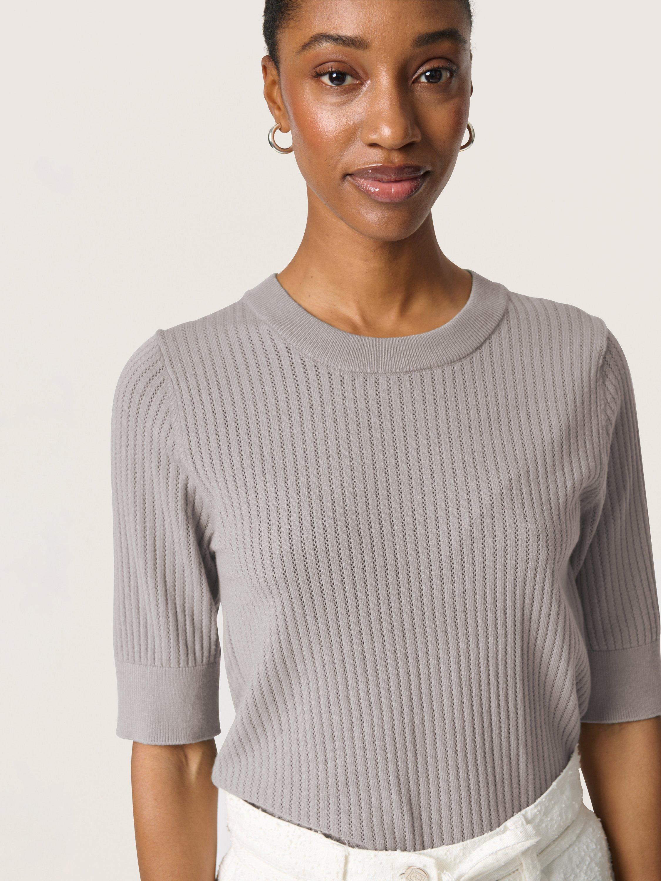 Product image 4 of 6, which shows Soaked In Luxury Spina Rib Knit Jumper, Grey, S
