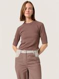 Soaked In Luxury Spina Rib Knit Jumper, Grey, Brown