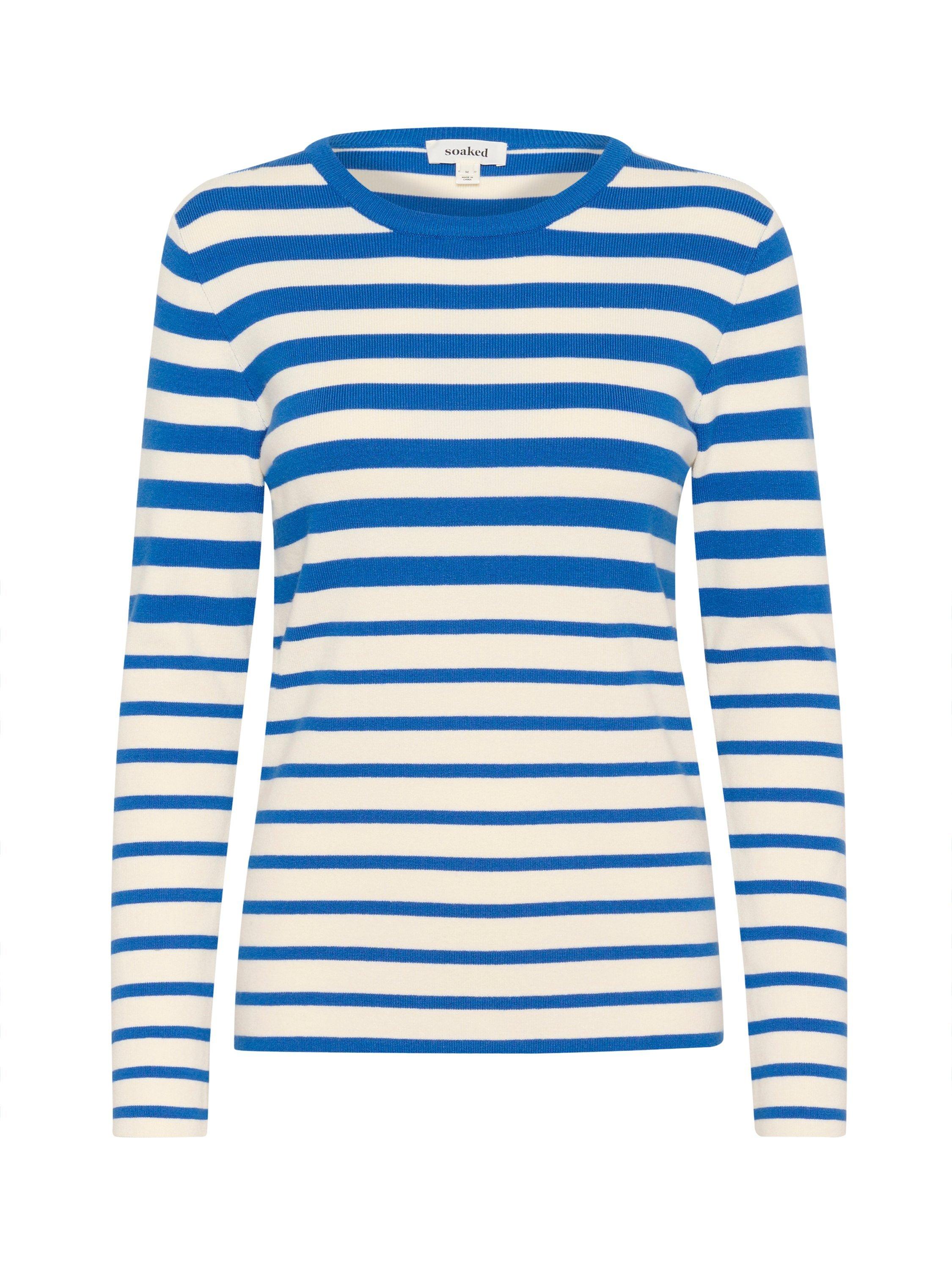 Product image 5 of 6, which shows Soaked In Luxury Spina Stripe Slim Fit Jumper, Blue/White, XS