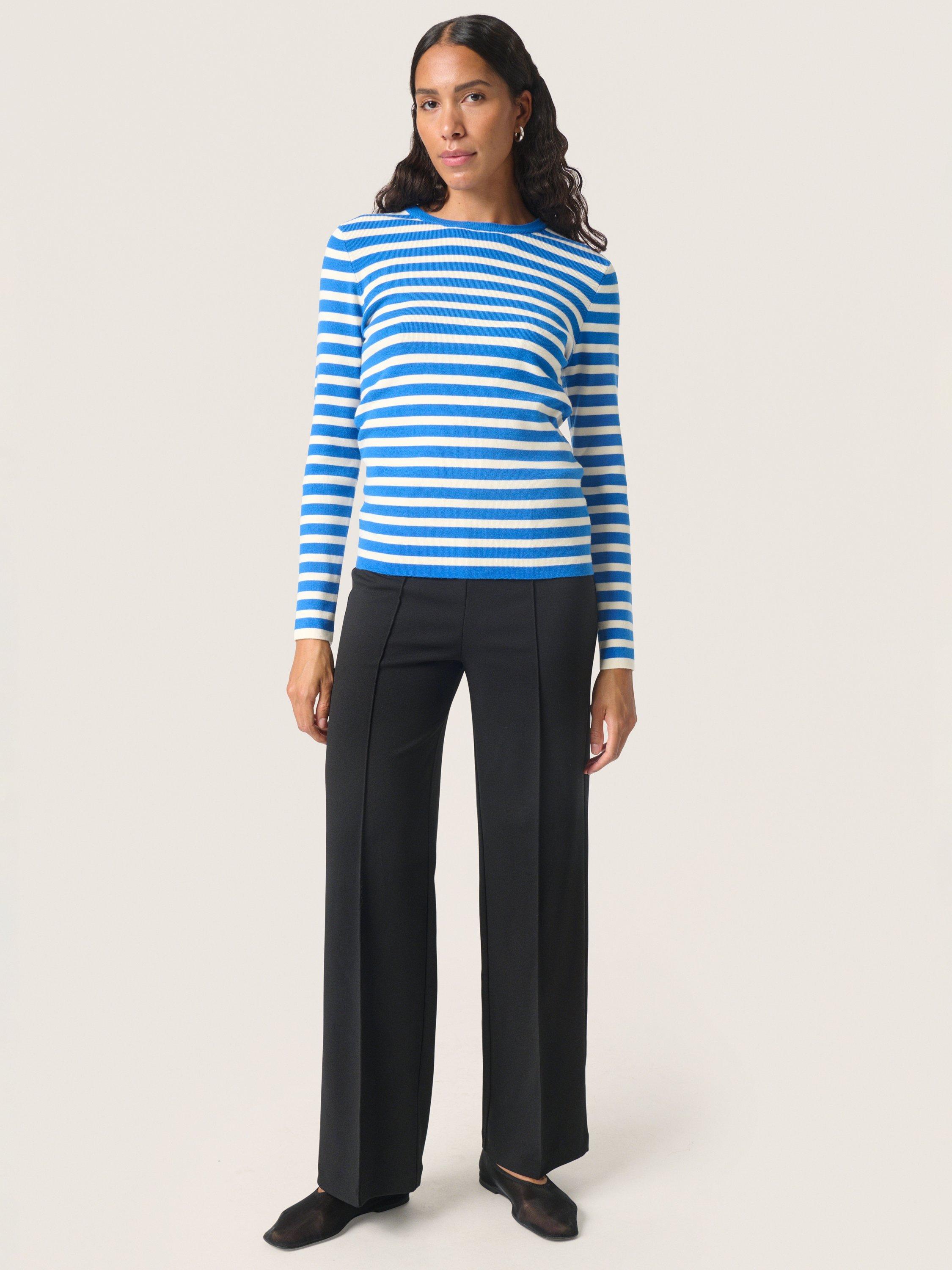 Product image 3 of 6, which shows Soaked In Luxury Spina Stripe Slim Fit Jumper, Blue/White, XS