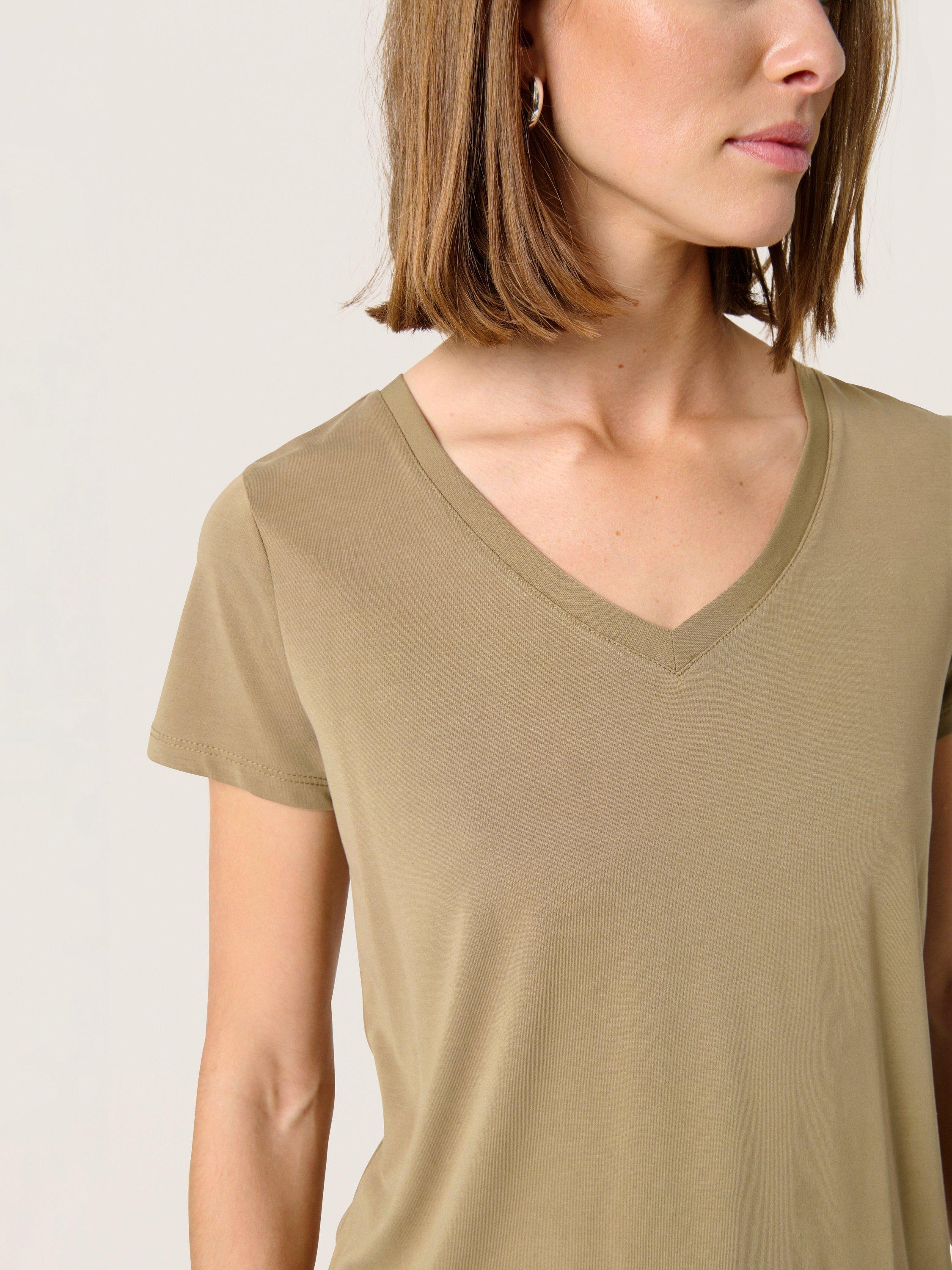 Product image 4 of 6, which shows Soaked In Luxury Columbine T-Shirt, Covert Green, XS
