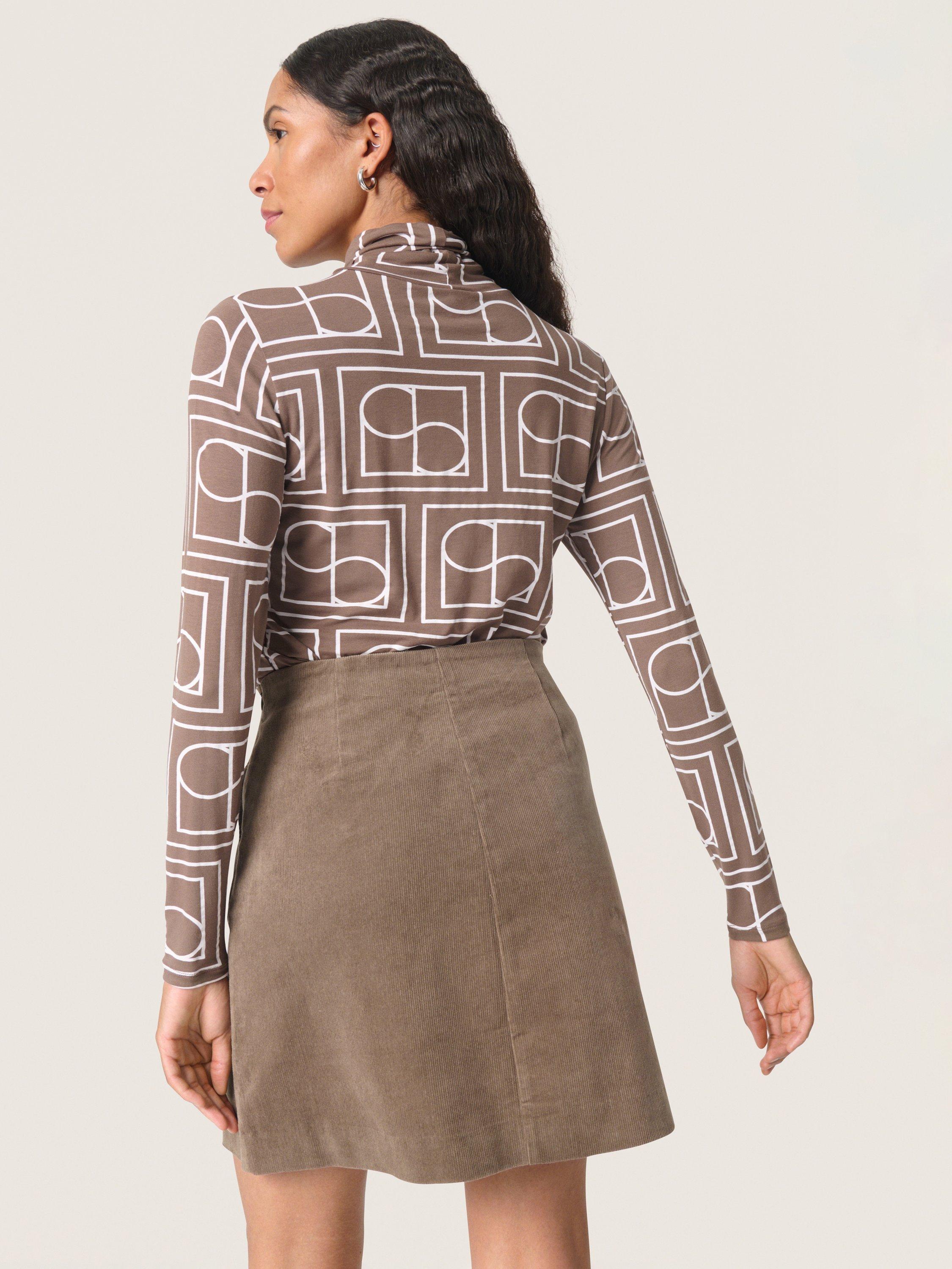 Product image 2 of 6, which shows Soaked In Luxury Hanadi Roll Neck T-Shirt, Coffee Quartz, XS