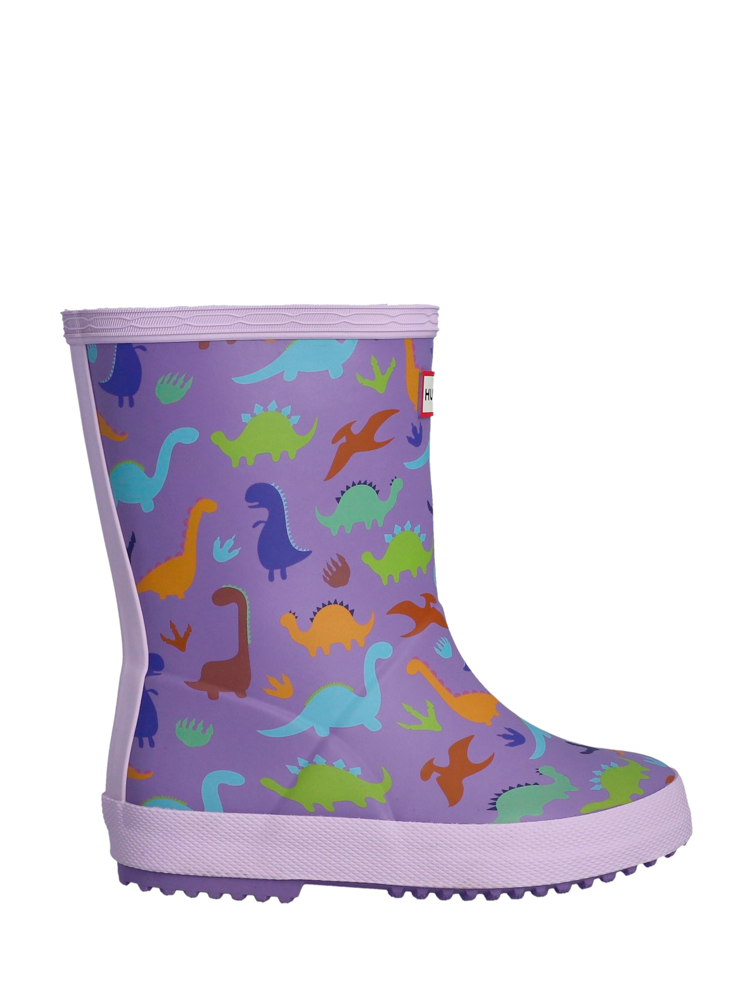 Product image 1 of 2, which shows Hunter Kids' First Classic Dinosaur Wellington Boots, Purple/Multi, 4 Jnr