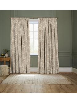 John Lewis x Sanderson Cantaloupe Lined Pencil Pleat Curtains, Almond