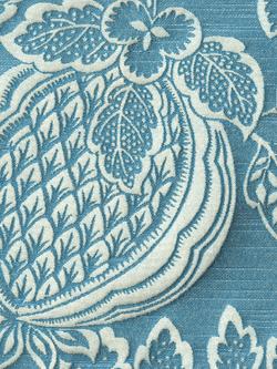 John Lewis x Sanderson Cantaloupe Lined Pencil Pleat Curtains - view 2, Menai Blue