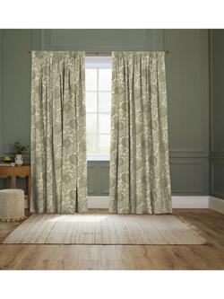 John Lewis x Sanderson Cantaloupe Lined Pencil Pleat Curtains, Pesto