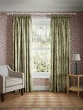 John Lewis x Sanderson Cantaloupe Lined Pencil Pleat Curtains, Pesto