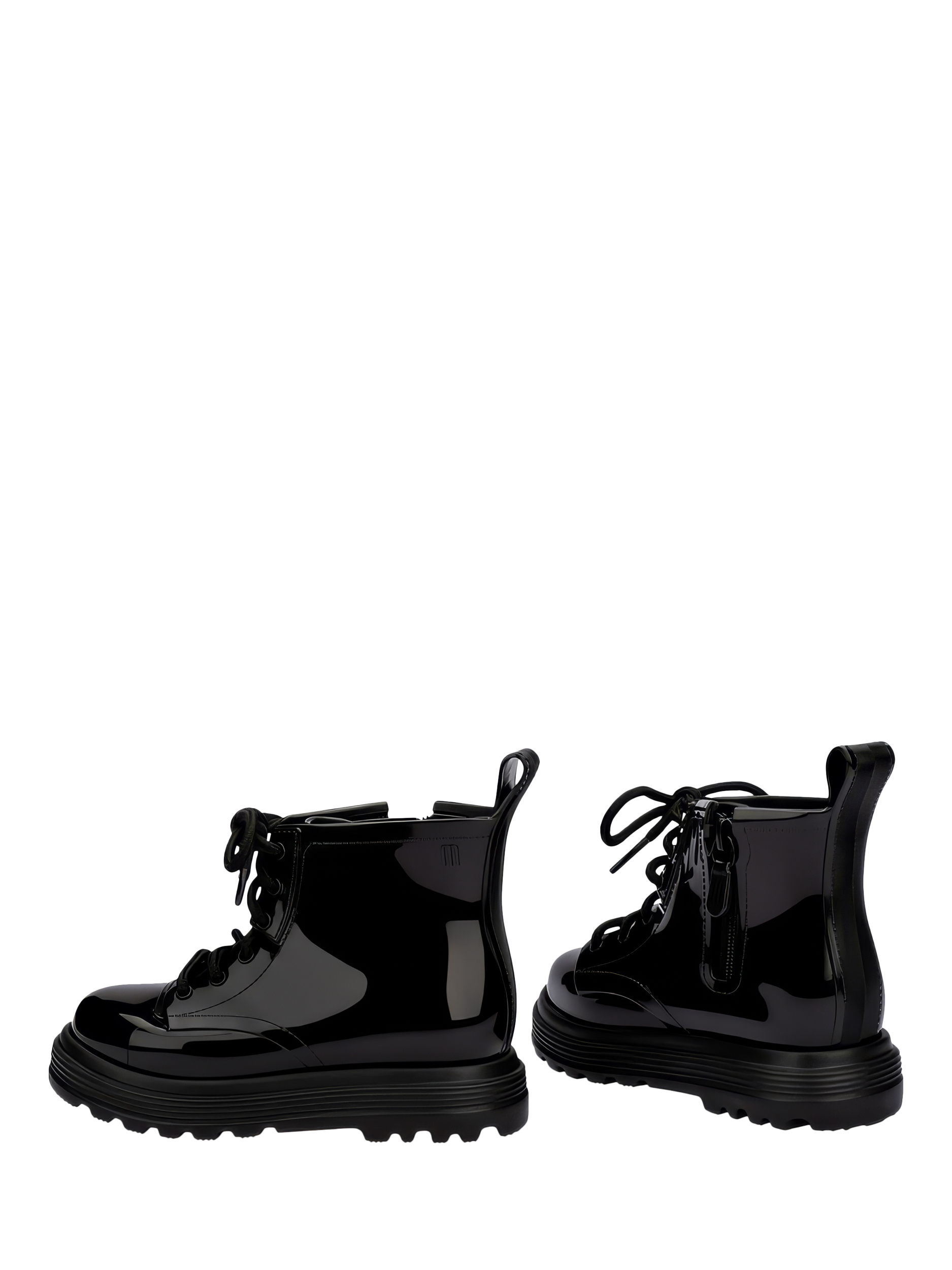 Product image 2 of 4, which shows Mini Melissa Kids' Coturno Patent Jelly Ankle Boots, Black, 4 Jnr