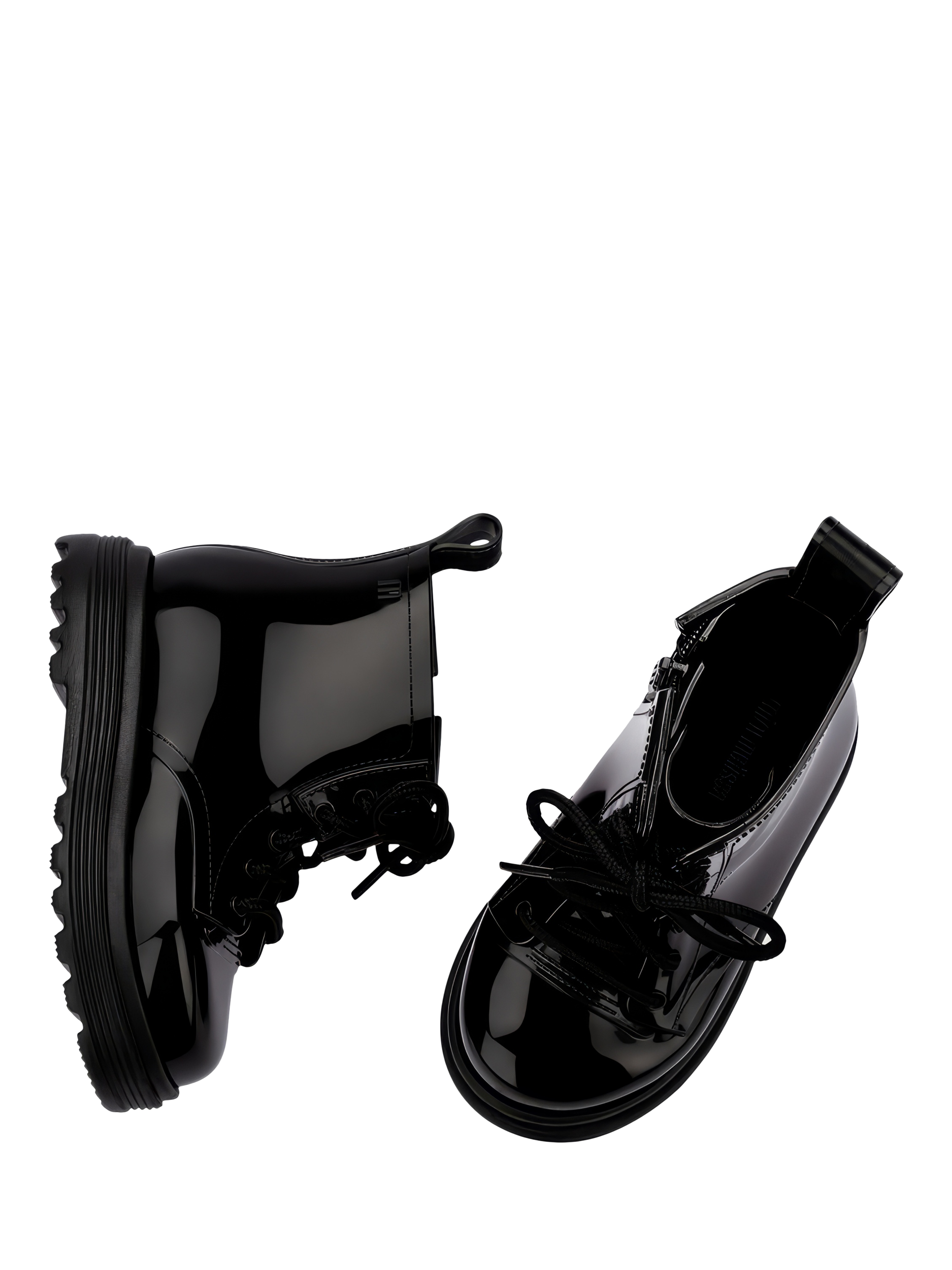 Product image 3 of 4, which shows Mini Melissa Kids' Coturno Patent Jelly Ankle Boots, Black, 4 Jnr