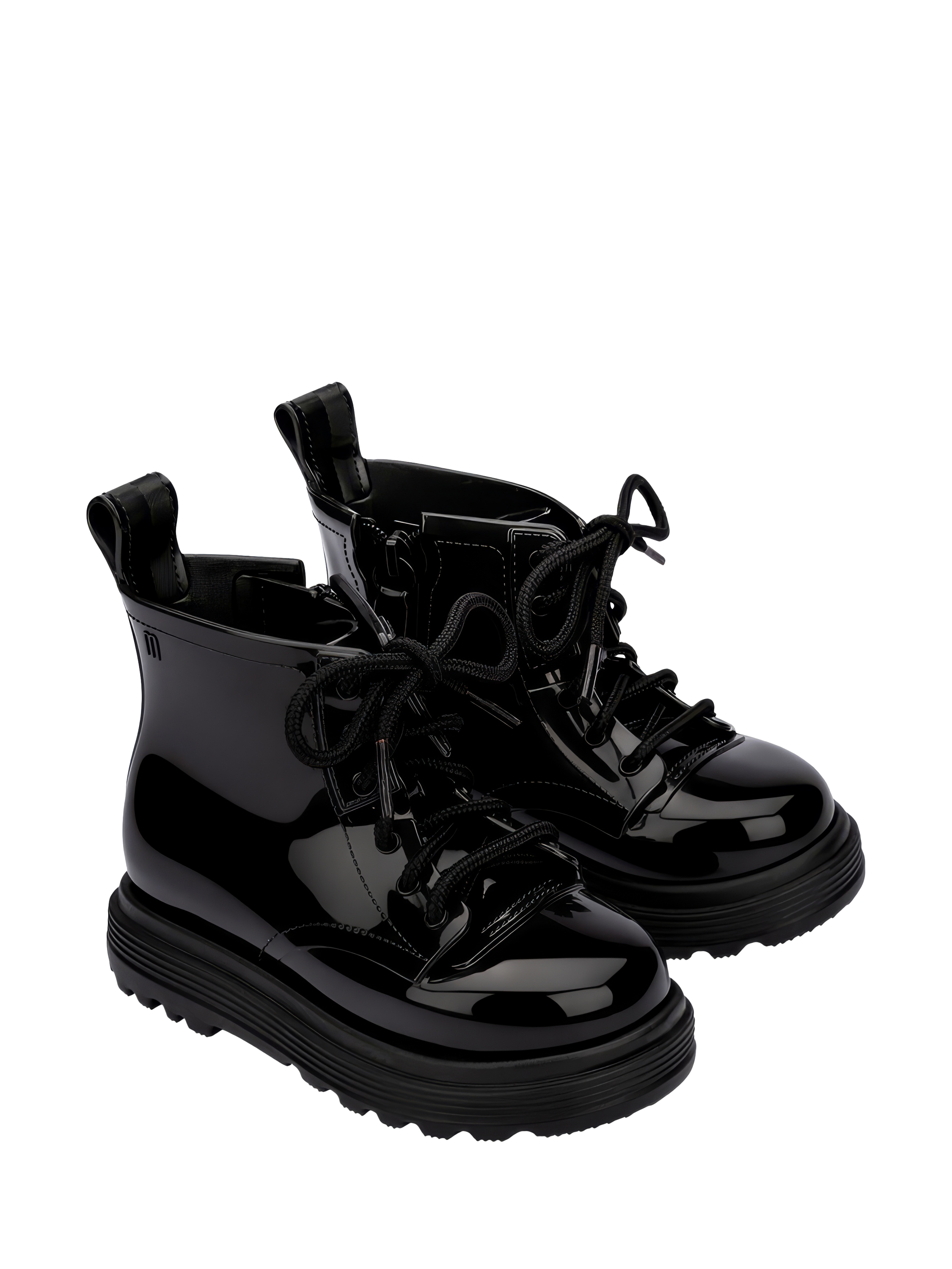 Product image 4 of 4, which shows Mini Melissa Kids' Coturno Patent Jelly Ankle Boots, Black, 4 Jnr